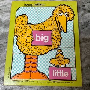 Vintage Playskool Sesame Street puzzle Big Bird Little Bird wood 13 pieces 1973